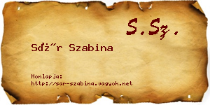 Sár Szabina névjegykártya