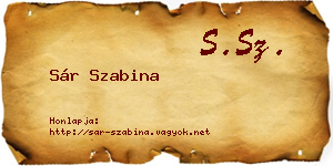 Sár Szabina névjegykártya